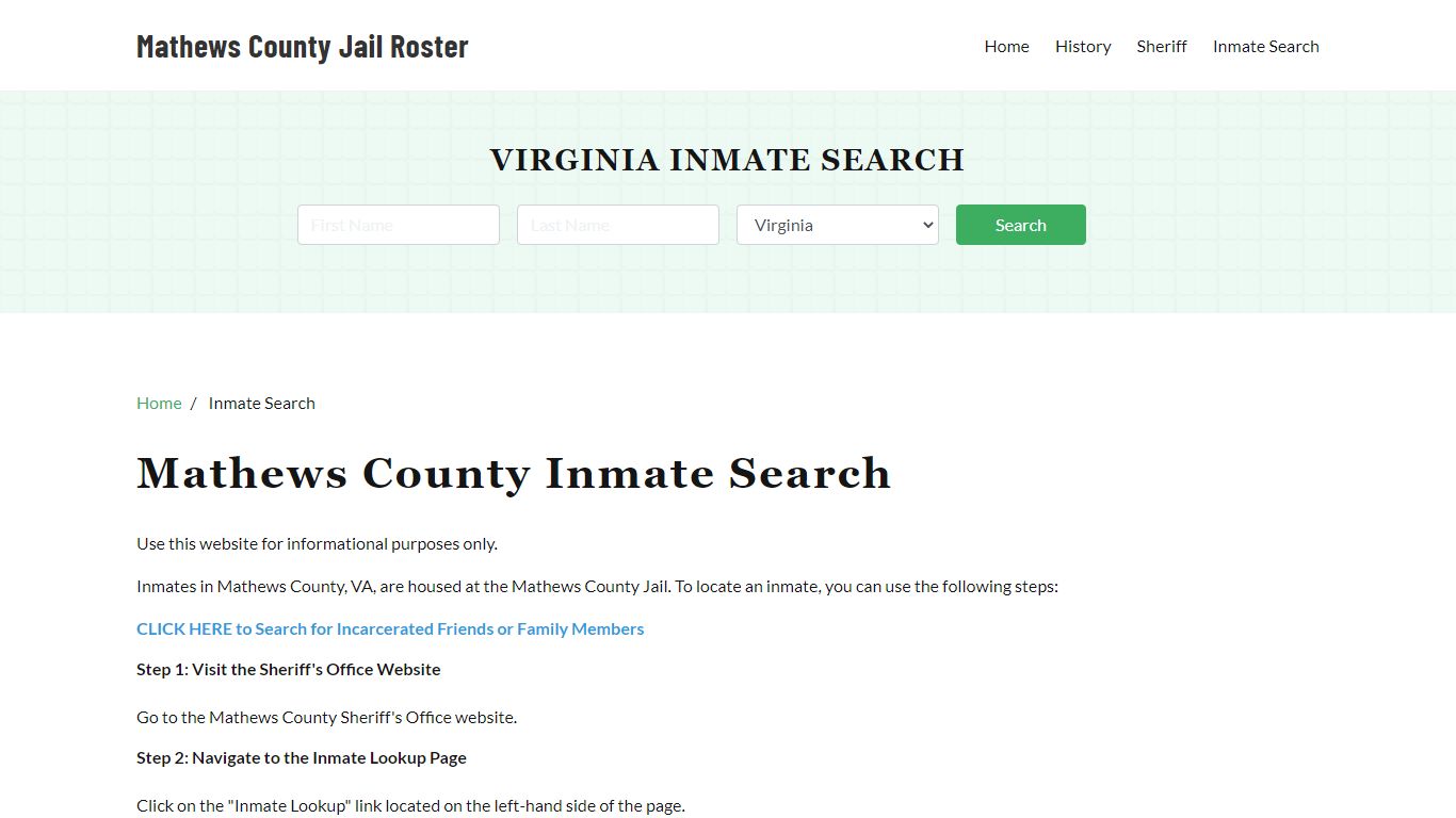 Mathews County, VA Detainee Lookup