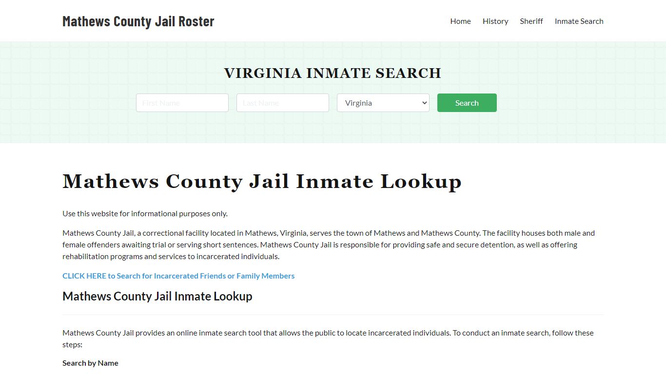 Mathews County Jail Roster Lookup, VA, Inmate Search